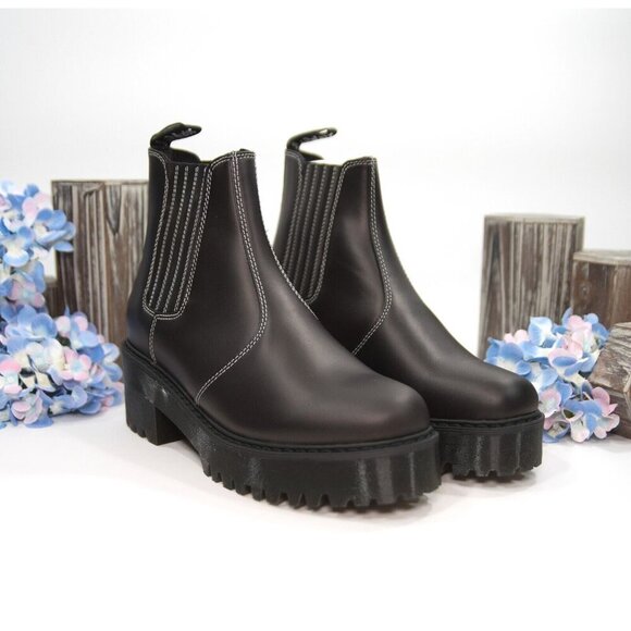 Dr. Martens Romney Atlas Platform Heel Black Leather Boots Size 6 NIB - Picture 1 of 8